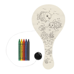 Holzschläger-Set mit Ball zum Ausmalen mit Wachsmalstiften farbe natürliche farbe erste Ansicht