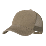 5-Panel-Cap im Washed-Look mit atmungsaktivem, verstellbarem Mesh farbe braun erste Ansicht