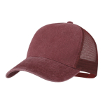 5-Panel-Cap im Washed-Look mit atmungsaktivem, verstellbarem Mesh farbe rot erste Ansicht