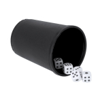 Würfelspiel mit Kunststoffbecher, raue Textur farbe schwarz erste Ansicht