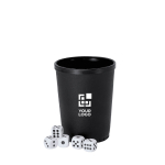 Würfelspiel mit Kunststoffbecher, raue Textur Ansicht mit Druckbereich