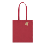 Recycelte Baumwolltasche mit langen Henkeln bedruckt, 140 g/m2 farbe rot erste Ansicht