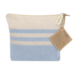 Kulturtasche aus recycelter Baumwolle mit Streifen, Reißverschluss farbe hellblau erste Ansicht