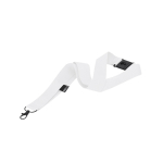 Klassisches Lanyard aus recyceltem Polyester mit Sicherheitsverschluss farbe weiß erste Ansicht