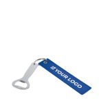 Schlüsselanhänger mit Flaschenöffner aus recyceltem Alu Ansicht mit Druckbereich