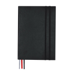 A5-Notizbuch mit Hardcover, 3 Lesezeichenbändern und linierten Seiten farbe schwarz erste Ansicht