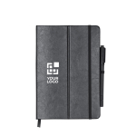 A5-Notizbuch mit Tafel und Ständer aus Kunstleder mit liniertem Papier Ansicht mit Druckbereich