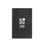 A5-Notizbuch mit weichem Kartoneinband und liniertem Recyclingpapier Ansicht mit Druckbereich