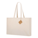 Tasche aus recycelter Baumwolle mit Bodenfalte und langen Henkeln zweite Ansicht