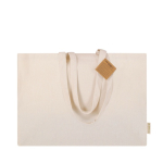 Tasche aus recycelter Baumwolle mit Bodenfalte und langen Henkeln vierte Ansicht