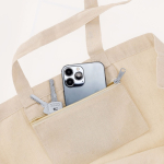 Tasche aus recycelter Baumwolle mit Bodenfalte und langen Henkeln sechste Ansicht