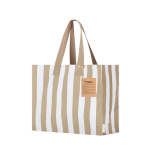 Tasche aus recycelter Baumwolle mit Bodenfalte und langen Henkeln farbe beige