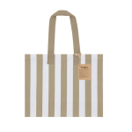 Tasche aus recycelter Baumwolle mit Bodenfalte und langen Henkeln farbe beige