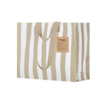 Tasche aus recycelter Baumwolle mit Bodenfalte und langen Henkeln farbe beige erste Ansicht