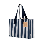 Tasche aus recycelter Baumwolle mit Bodenfalte und langen Henkeln farbe marineblau