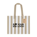 Tasche aus recycelter Baumwolle mit Bodenfalte und langen Henkeln Ansicht mit Druckbereich