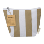 Gestreifte Kulturtasche mit Reißverschluss aus recycelter Baumwolle farbe beige erste Ansicht