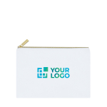 Kosmetiktasche aus Polyester mit goldfarbenem Reißverschluss Ansicht mit Druckbereich