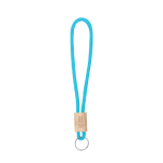 Schlüsselanhänger mit Polyesterkordel in Farben und Bambusverstellung Ansicht mit Druckbereich