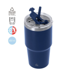 Thermobecher aus Edelstahl mit Doppelwand und Strohhalm 650 ml