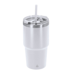 Thermobecher aus Edelstahl mit Doppelwand und Strohhalm 650 ml zweite Ansicht