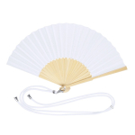 Polyester-Fächer mit Bambusstreben und Tragekordel farbe weiß erste Ansicht