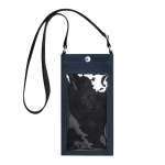 Umhängetasche aus Kunstleder mit Sichtfenster und Touchfunktion farbe marineblau erste Ansicht