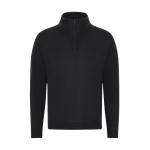 Unisex Sweatshirt mit Halb Reißverschluss, angeraut, 280 g/m² farbe schwarz erste Ansicht