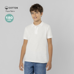 Kinder Poloshirt aus Baumwolle, kurzarm, weiß, 180 g/m²