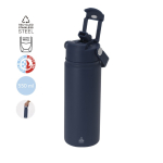 Thermobecher aus Edelstahl mit Öffnungsdeckel und Strohhalm 550 ml