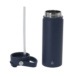 Thermobecher aus Edelstahl mit Öffnungsdeckel und Strohhalm 550 ml dritte Ansicht