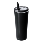 Thermobecher aus recyceltem Edelstahl mit Strohhalm 700 ml farbe schwarz erste Ansicht