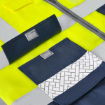 Zweifarbige Warnweste aus Polyester mit hoher Sichtbarkeit dritte Ansicht