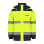 Unisex-High-Visibility-Jacke mit Kapuze, regen- und windabweisend Ansicht mit Druckbereich