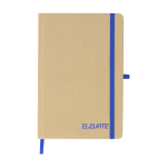 A5-Notizbuch mit festem Einband aus recyceltem Karton, linierte Seiten farbe blau erste Ansicht