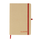 A5-Notizbuch mit festem Einband aus recyceltem Karton, linierte Seiten farbe rot erste Ansicht