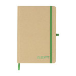 A5-Notizbuch mit festem Einband aus recyceltem Karton, linierte Seiten farbe grün erste Ansicht
