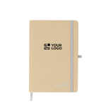 A5-Notizbuch mit festem Einband aus recyceltem Karton, linierte Seiten Ansicht mit Druckbereich