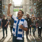 Tanzender Lautsprecher im Fußball-Design mit Tragegriff dritte Ansicht