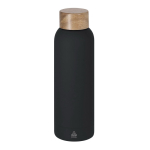 Edelstahlflasche mit gummierter Oberfläche und Bambusdeckel 700 ml farbe schwarz erste Ansicht