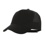 5-Panel-Mikrofaser-Kappe mit Perforationen hinten farbe schwarz erste Ansicht