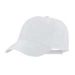 5-Panel-Mikrofaser-Kappe mit Perforationen hinten farbe weiß erste Ansicht