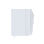 A7-Notizblock mit Kunstleder-Einband und passendem Kugelschreiber farbe weiß erste Ansicht