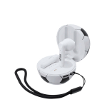 Kopfhörer im Etui in Ballform mit Trageschlaufe Ansicht mit Druckbereich