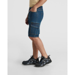 Unisex Jeans-Bermuda aus Baumwolle mit Mehrzwecktaschen 370g/m² Roly farbe jeansblau vierte Detailansicht