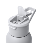 Thermoflasche aus recyceltem Edelstahl mit Strohhalm 500 ml farbe grau erste Detailansicht