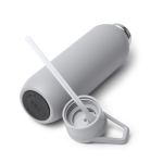 Thermoflasche aus recyceltem Edelstahl mit Strohhalm 500 ml farbe grau dritte Detailansicht