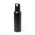 Thermoflasche aus recyceltem Edelstahl mit Druckknopfdeckel 750 ml farbe schwarz erste Gebrauchsansicht