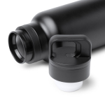 Thermoflasche aus recyceltem Edelstahl mit Druckknopfdeckel 750 ml farbe schwarz zweite Detailansicht