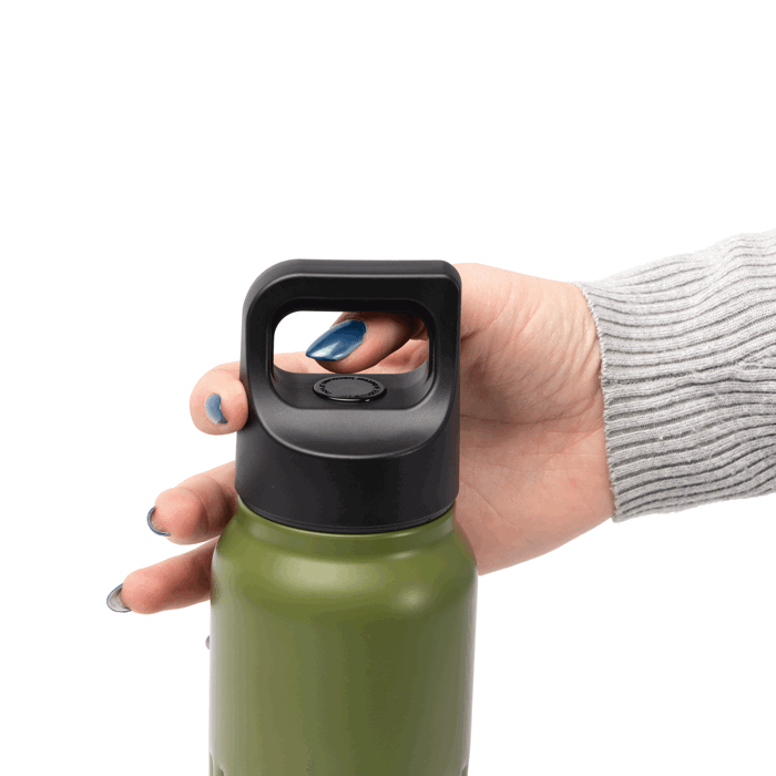 Flasche aus recyceltem Edelstahl mit Druckknopfverschluss 500 ml farbe weiß